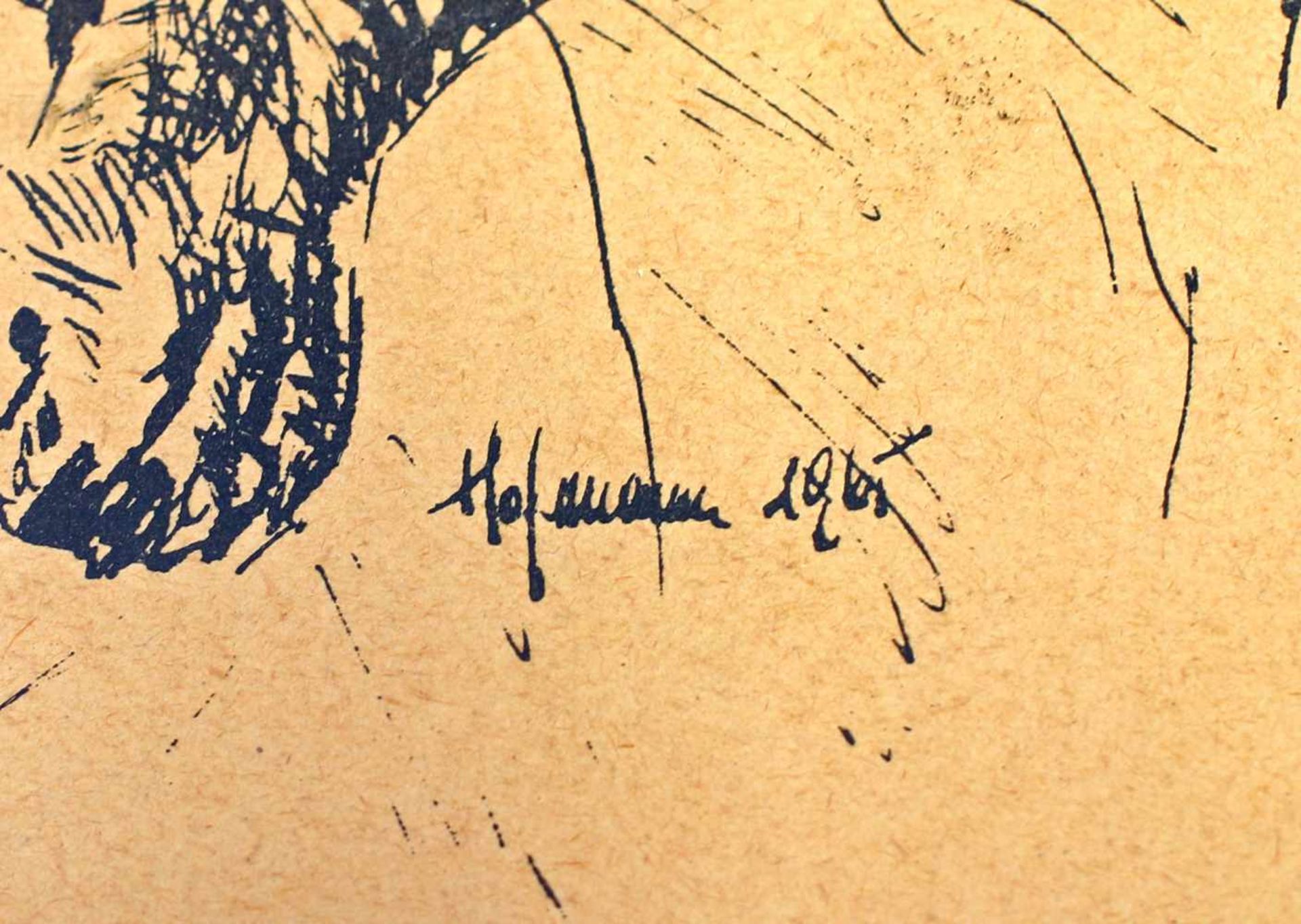 Hofmann, DackelwelpenLithographie, re. u. sign. "Hofmann" u. dat. 1965, Blatt lichtrandig, hinter - Bild 2 aus 2