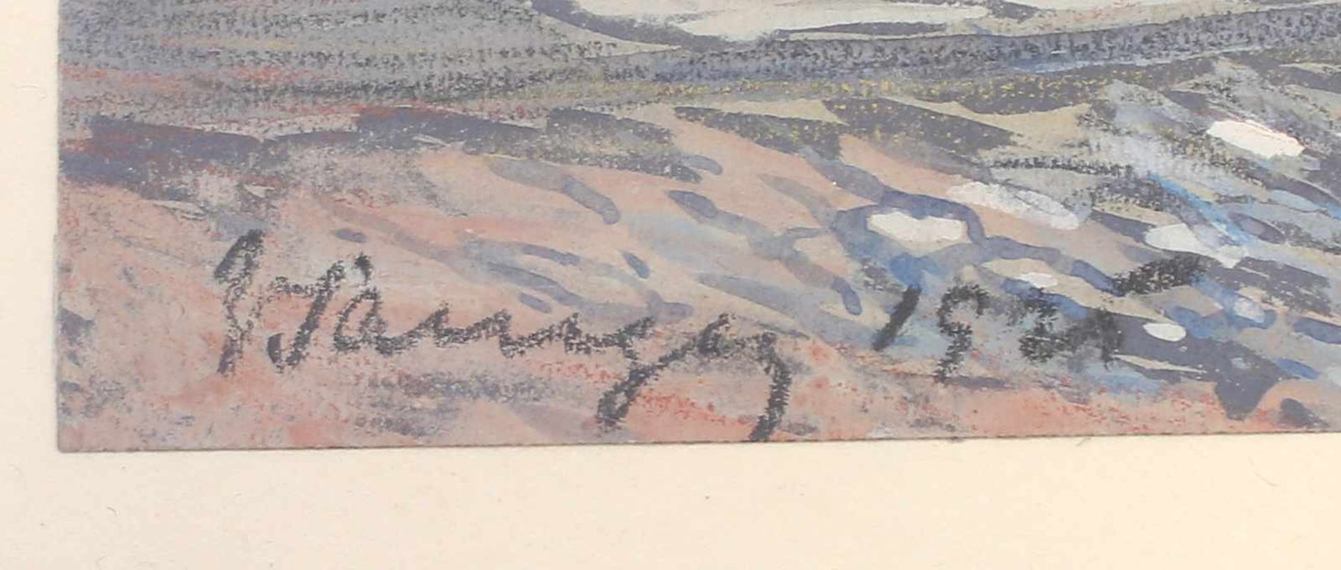 Unbekannt, Gasthofli. u. unleserlich sign. u. dat. 1925, Gouache/Papier, Ansicht eines großen - Bild 2 aus 2