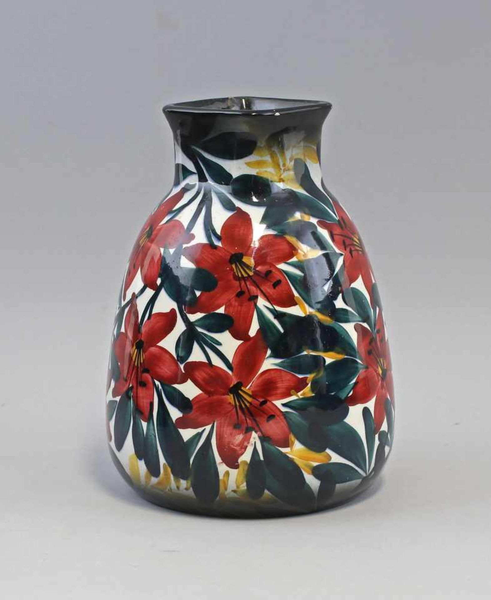 Vase Schrambergum 1930, gemarkt SMF, Schramberger Majolika Fabrik, Mod-Nr. 2608, eiförmiger Korpus - Bild 3 aus 4