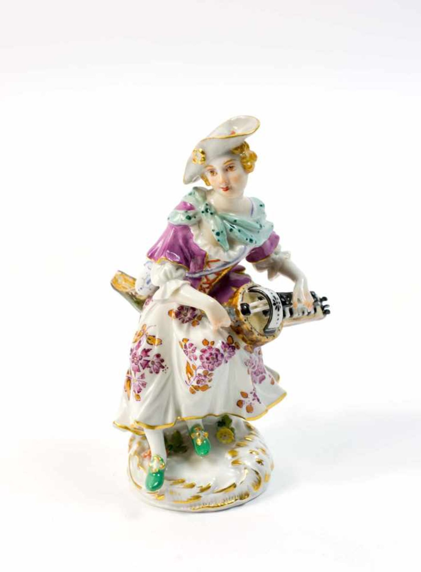 Drehleierspielerin aus der 'Galanten Kapelle' Meissen, 2. Hälfte 20. Jh., Entwurf von Friedrich