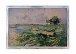 Karl Hagemeister (1848 Werder an der Havel - 1933 ebenda) Stürmische Uferlandschaft, Öl auf