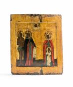 Heiligenikone mit Maria von Ägypten und Maria Magdalena Russland, Eitempera auf Kreidegrund auf