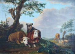 Eugène Verboeckhoven (1799 Warneton - 1881 Brüssel) Tierstück mit Kühen und Schafen, Öl auf