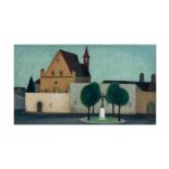 Vlastimil Benes (1919 Prag - 1981 ebenda) (F) Das Dorf, Öl auf Leinwand auf Platte, 23,5 cm x 41,5