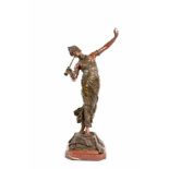 Franz Rosse (1858 Berlin - 1900 ebenda) Tanzende Orientalin mit Flöte, 1888, Bronze, braun-rot