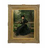 George Mosson (1851 Aix-en-Provence - 1933 Berlin) Junge Dame im Park, Öl auf Leinwand, 54,5 cm x