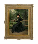 George Mosson (1851 Aix-en-Provence - 1933 Berlin) Junge Dame im Park, Öl auf Leinwand, 54,5 cm x