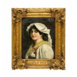 Unbekannter Künstler (Anfang 20. Jh.) Porträt einer Sizilianerin, Öl auf Leinwand, 32 cm x 24,5