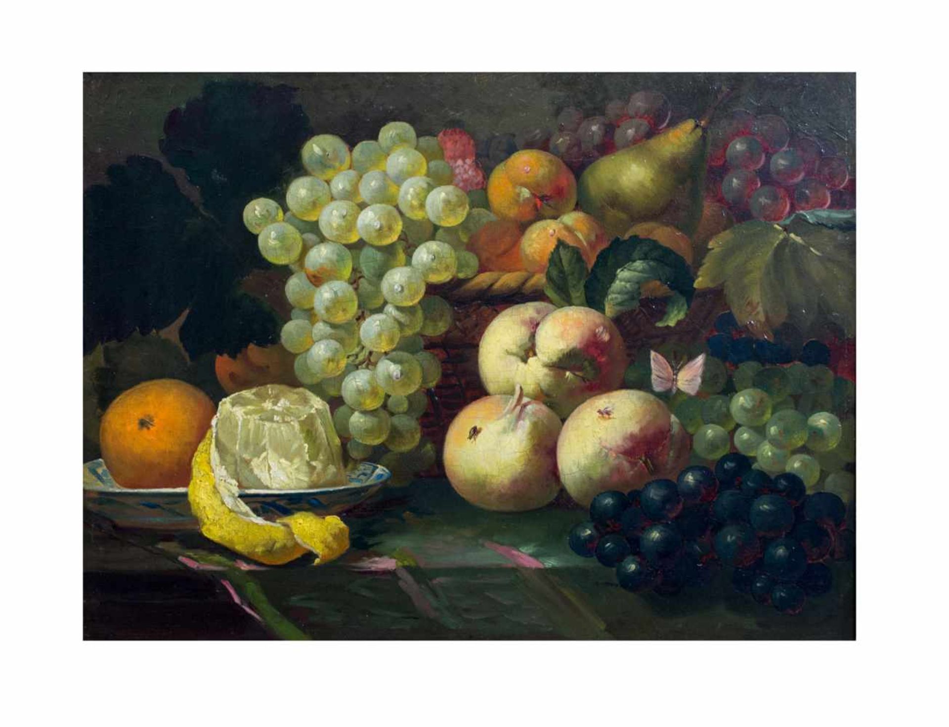 Unbekannter Künstler (19. Jh., Niederlande) Früchtestillleben, Öl auf Holz, 32 cm x 40,8 cm, - Image 2 of 2