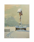 Rudolf Emil Klöden (1892 Zwickau - 1953 Garmisch-Partenkirchen) Christus am Kreuz im winterlichen