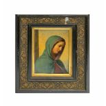 Unbekannter Künstler (19. Jh.) Andächtige Madonna im blauen Mantel, Öl auf Holz, 23 cm x 18,5 cm,