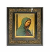 Unbekannter Künstler (19. Jh.) Andächtige Madonna im blauen Mantel, Öl auf Holz, 23 cm x 18,5 cm,