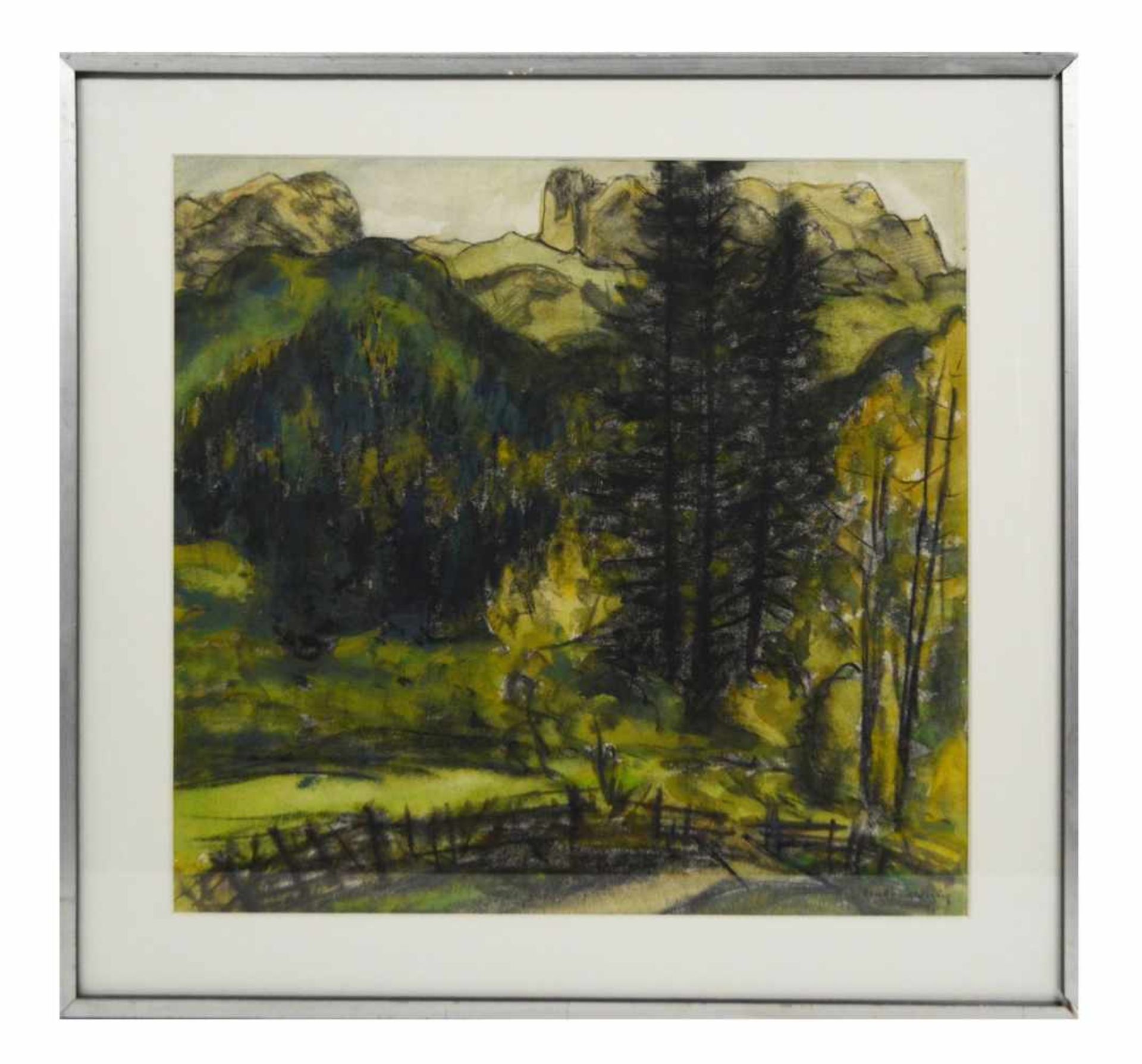 Hanns Kobinger (1892 Linz - 1974 Gramastetten) Berglandschaft mit Tanne, Aquarell auf Papier, 56 - Image 2 of 3