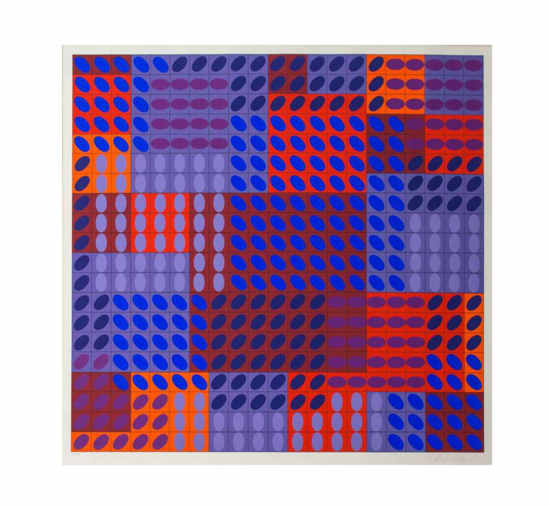 Victor Vasarely (1908 Pecs - 1997 Annet-sur-Marne) (F) Komposition in Rot und Blau, Siebdruck auf