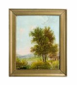 Albert Rieger ('A. Höbart') (1834 Triest - 1905 Wien) Landschaft mit Bauern, Öl auf Leinwand, 26,3