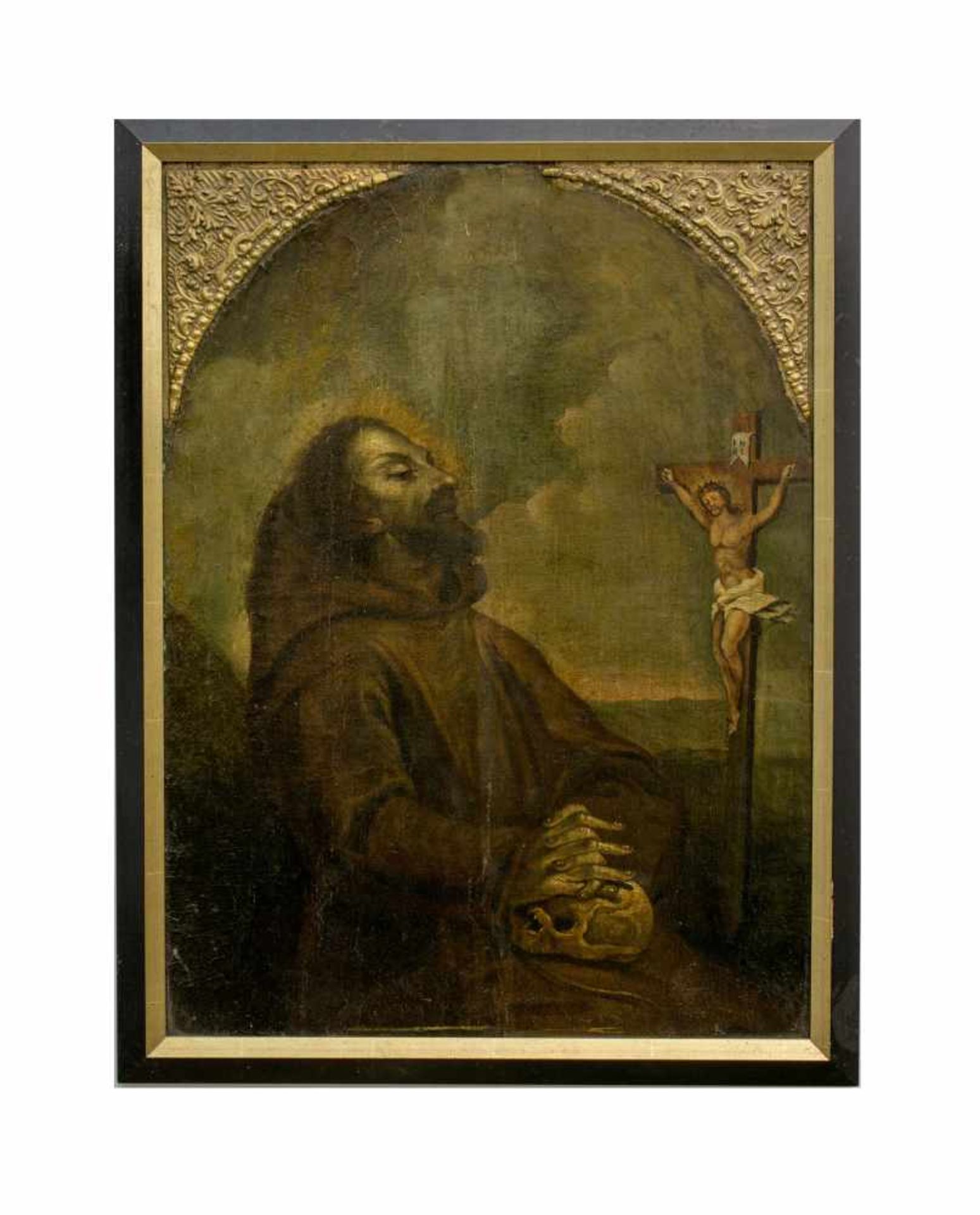 Unbekannter Künstler (18. Jh./19. Jh.) Der betende Apostel Johannes am Kreuze Jesu, Öl auf