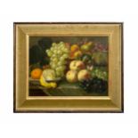 Unbekannter Künstler (19. Jh., Niederlande) Früchtestillleben, Öl auf Holz, 32 cm x 40,8 cm,