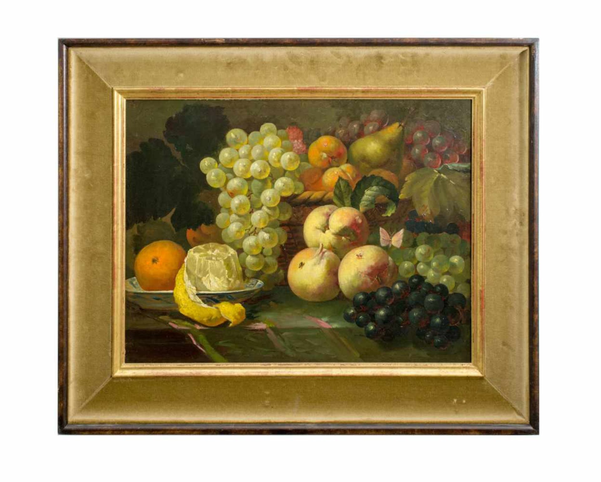 Unbekannter Künstler (19. Jh., Niederlande) Früchtestillleben, Öl auf Holz, 32 cm x 40,8 cm,