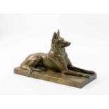 Henri Valette (1877 - 1962, Frankreich) Liegender Schäferhund, 1923, Bronze, Höhe 19 cm, Länge 32,