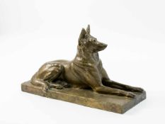 Henri Valette (1877 - 1962, Frankreich) Liegender Schäferhund, 1923, Bronze, Höhe 19 cm, Länge 32,
