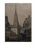 Luigi Kasimir (1881 Pettau - 1962 Wien) Stephansdom in Wien, Radierung auf Papier, 1911, 58,8 cm x