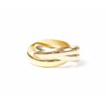 Cartier Trinity-Ring 750 Gelb-, Weiß- und Roségold, Ringdurchmesser 16 mm, Gewicht ca. 7,4 g,