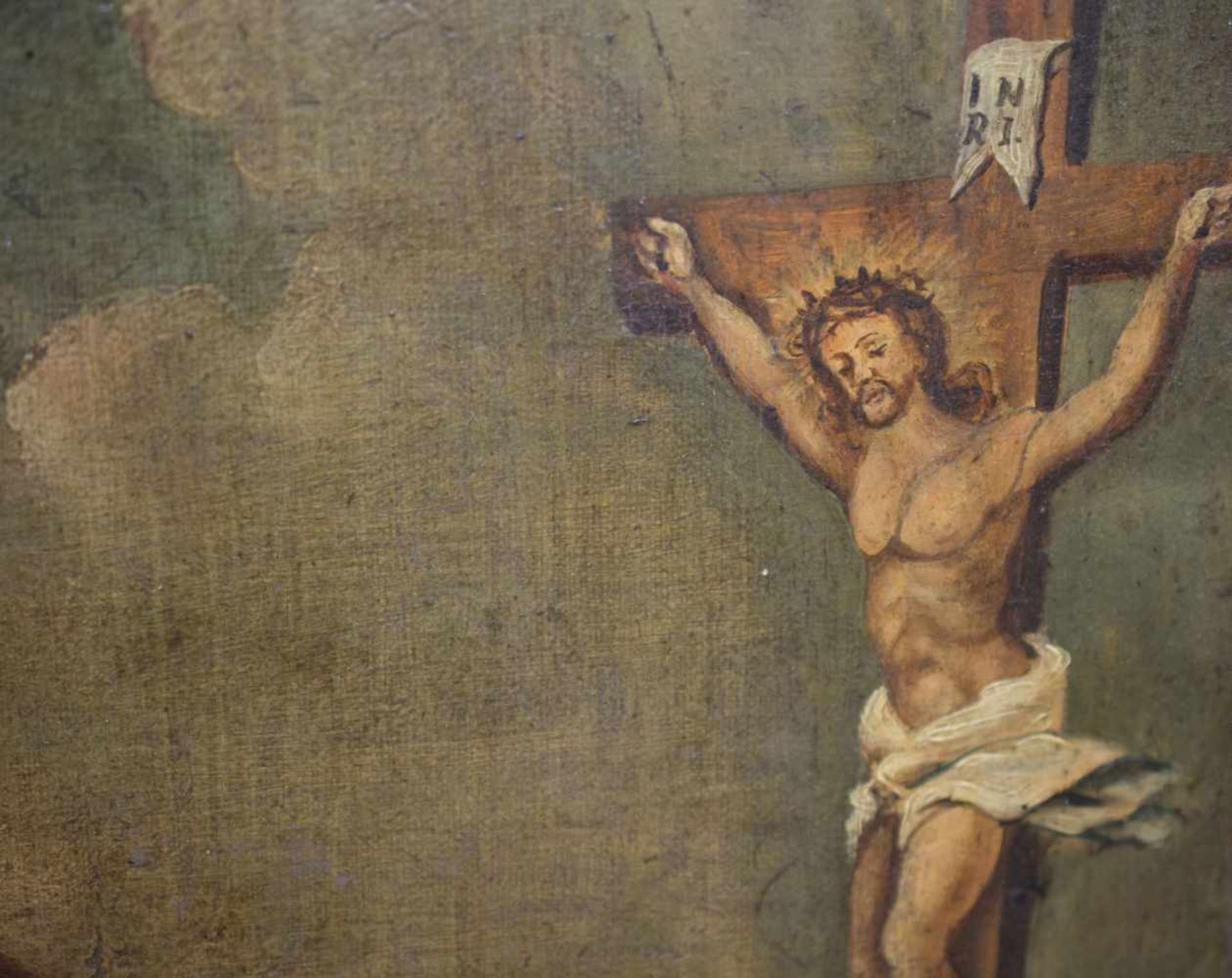 Unbekannter Künstler (18. Jh./19. Jh.) Der betende Apostel Johannes am Kreuze Jesu, Öl auf - Image 3 of 3