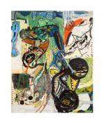 Edgar Eubel (1958 Essen) Ohne Titel, Acryl und Farbstift auf Leinwand, 76 cm x 60 cm, rückseitig
