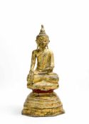 Buddha Shakjamuni Bhumisparsa Mudra auf doppeltem Lotossockel Myanmar/Nordthailand, um 1880,