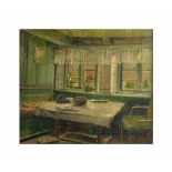 Amelie Ruths (1871 Hamburg - 1956 ebenda) Kücheninterieur mit Tisch und Fenstern, Öl auf Leinwand,