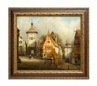 Peter Samberger (20. Jh., Österreich) Altstadtansicht von Rothenburg ob der Tauber, Öl auf Holz,