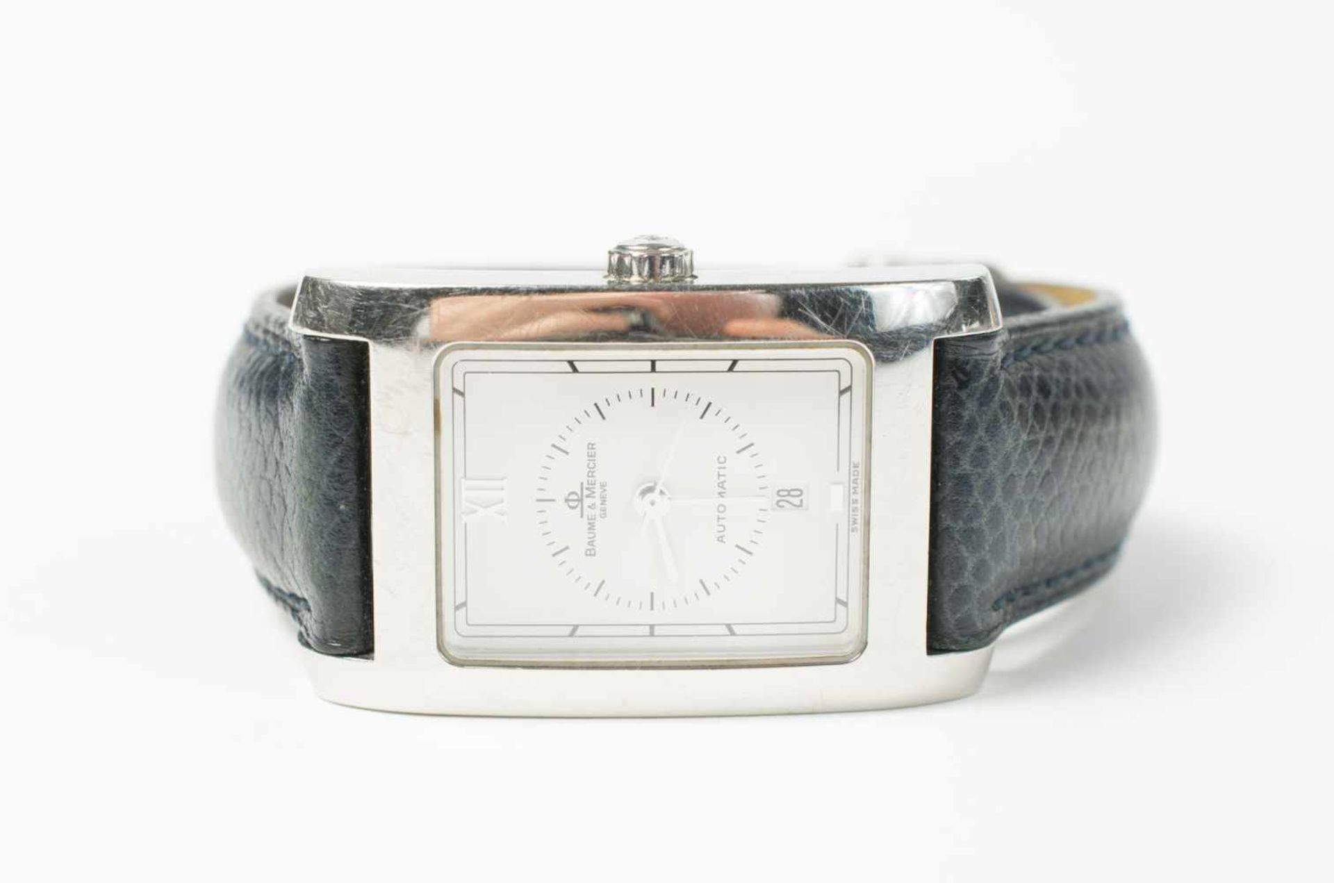 Baume & Mercier Herrenarmbanduhr, Hampton Date, Automatik, Gehäuse Stahl, Durchmesser 25 mm, Armband