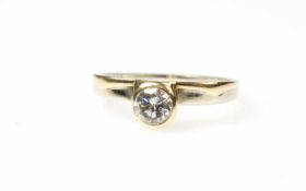 Solitärring 585 Gelb- und Weißgold, zentraler Brillant, ca. 0,40 ct, si, L/M, Ringdurchmesser 16,5-