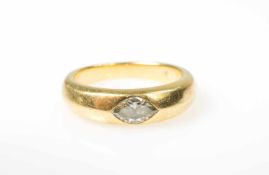 Damenring 750 Gelbgold, Diamant im Navetteschliff, ca. 0,46 ct, vvs, I/J, laut Schmuckexpertise vs