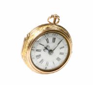 Charles Cabrier Spindeltaschenuhr, England, 18. Jh., Kette und Schnecke, Gehäuse Gelbgold,