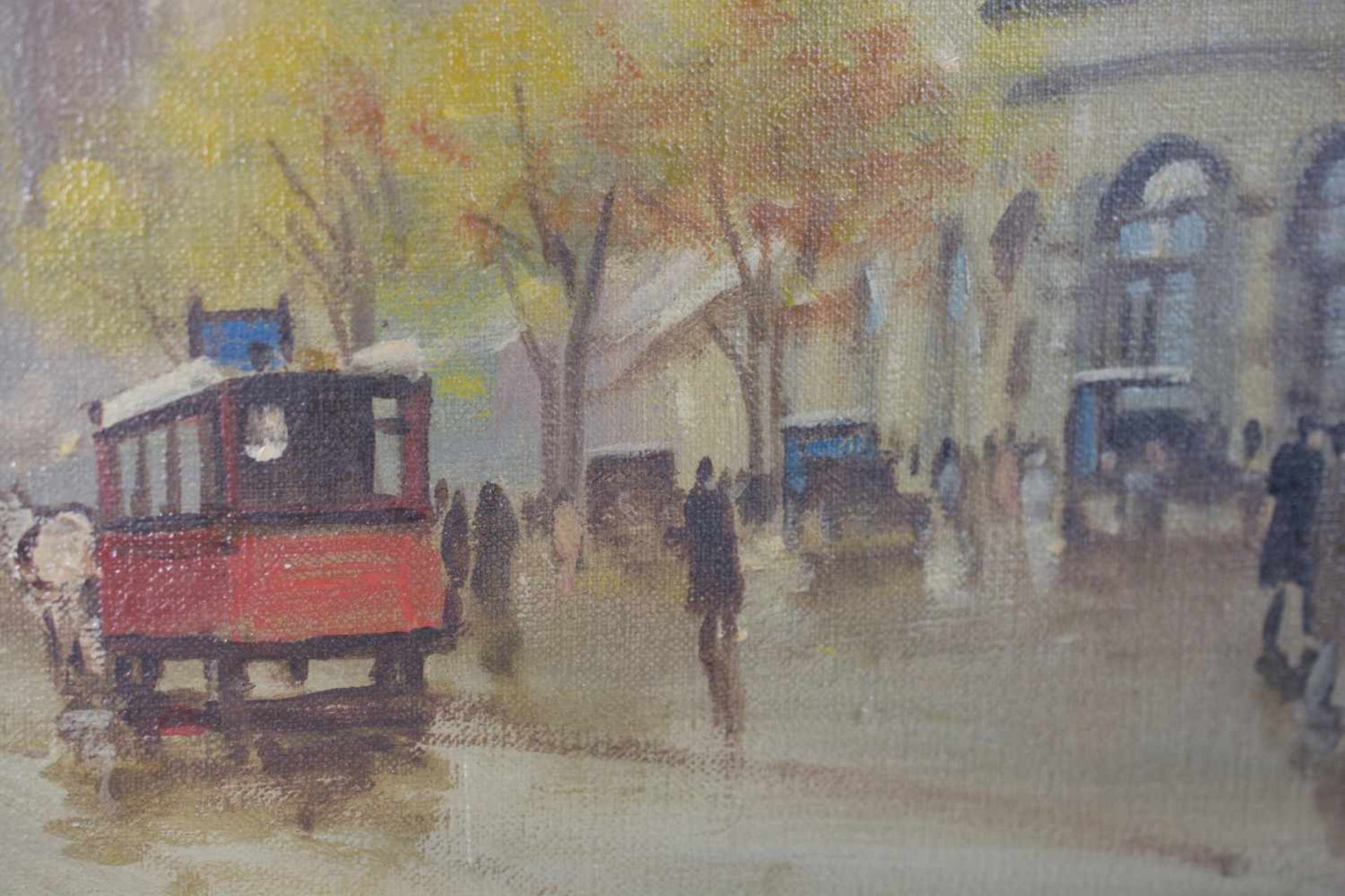 Antal Berkes (1874 Budapest - 1938 ebenda) Budapester Straßenszene, Öl auf Leinwand, 39,5 cm x 49, - Image 3 of 4