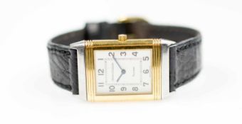 Jaeger-LeCoultre Damenarmbanduhr, Reverso, Handaufzug, Gehäuse Gelbgold und Stahl, Armband Leder,