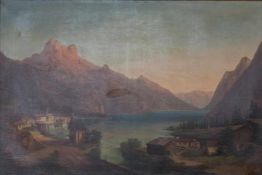 Charles Brizri (19. Jh., Deutschland) Scholastika am Achensee in Tirol, Öl auf Leinwand, 88,5 cm x