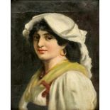 Unbekannter Künstler (19. Jh.) Porträt einer Sizilianerin, Öl auf Leinwand, 32 cm x 24,5 cm, oben