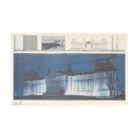 Christo (1935 Gabrowo) Wrapped Reichstag, Project for Berlin Nr. VII, Vierfarbenoffset im Nass-in-