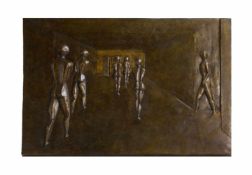 Jürgen Ebert (1954 Bocholt) Reliefarbeit, Einsamkeit, 1974, Bronze, 52,5 cm x 77,5 cm, unten