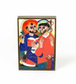 Paar Ikonen 'Cosmas und Damian' und 'Krönung der Gottesmutter' Russland, 20. Jh., Cloisonne auf