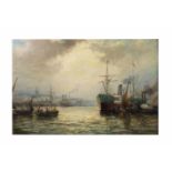 Charles Thornley (act. 1858 - ca. 1902, England) Hafen in Gravesend, Öl auf Leinwand, 20,5 cm x 30,5