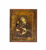 Ikone mit dreihändiger Muttergottes Russland, 19. Jh., Tempera auf Holz, 22,2 cm x 17,8 cm,