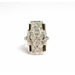 Damenring 585 Gelbgold und Platin, Altschliff-Diamanten und Diamantrosen, gesamt ca. 1,15 ct,