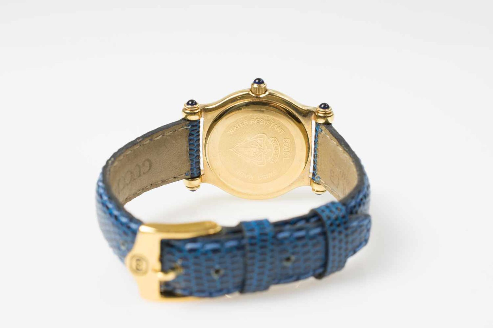 Gucci Damenarmbanduhr, 6500L, um 1990, Quarz, Gehäuse vergoldet, Durchmesser 26 mm, Armband Leder, - Image 2 of 2