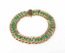 Armband Rotgold, 39 Chrysoprase, Länge 18 cm, Gewicht ca. 9,8 g, Tragespuren, partiell bestoßen