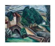 André Favory (1888 Paris - 1937 ebenda) Abstrakte Landschaft, Öl auf Leinwand, doubliert, 60,6 cm