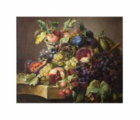 Johann Friedrich Starke (1802 Cölln - 1872 Dresden) Früchtestillleben, Öl auf Leinwand, doubliert,