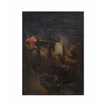 Unbekannter Künstler (19. Jh.) Stallszene, Öl auf Leinwand, 40,5 cm x 30,5 cm, partiell retuschiert